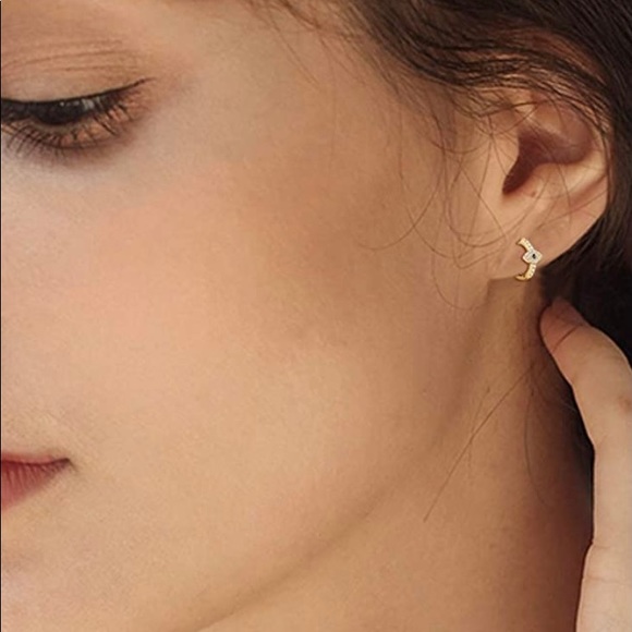 Evil Eye and cubic zirconia Huggie Hoop Earrings (NWOT) - Picture 2 of 5